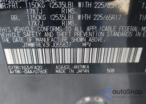 2015 Toyota Rav4 Xle z USA, uszkodzony, nr VIN JTMWFREV3FJ055837